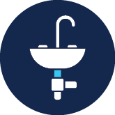 Icon of a sink drain in a circle